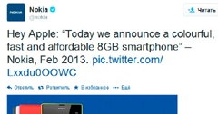 Nokia высмеяла анонс «более доступной» 8-гигабайтной версии iPhone 5c