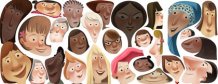 Google поздравил прекрасную половину человечества десятками женских лиц на логотипе