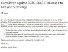 Microsoft выпустила первое кумулятивное обновление для Windows 10 Creators Update