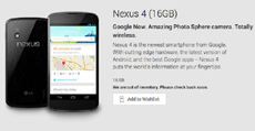 Google распродала запасы Nexus 4 в США
