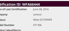 Смартфон Moto E3 Power прошел испытания Wi-Fi Alliance