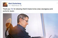Цукерберг поблагодарил главу Apple за публичное раскрытие ориентации