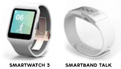 Sony SmartWatch 3 и SmartBand Talk на фото
