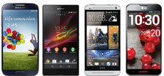 HTC One, Galaxy S3, S4, Note 2, Optimus G pro Nexus and 4 in the test 