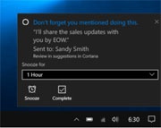 Cortana напомнит пользователям выполнить данные обещания