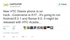 HTC Desire A17 может быть представлен вместе с топовым HTC Bolt