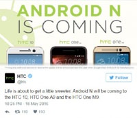 HTC 10, One A9 и One M9 получат Android N