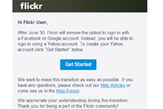 На Flickr нельзя будет зайти через Facebook и Google