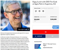 Ланч с Тимом Куком в новой штаб-квартире Apple Park выставили на аукцион