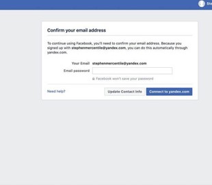 Facebook запрашивает пароли от электронной почты у новых пользователей