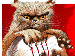 Врятованого кота в Бородянці показали на влучній карикатурі з Путіним