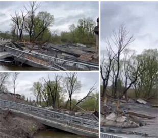 В сети показали, как выглядит разрушенный мост вблизи Иванкова на Киевщине