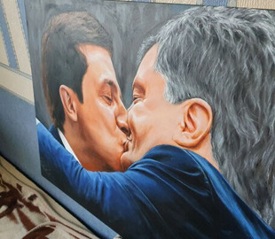 На OLX удалили картину целующихся Зеленского и Порошенко