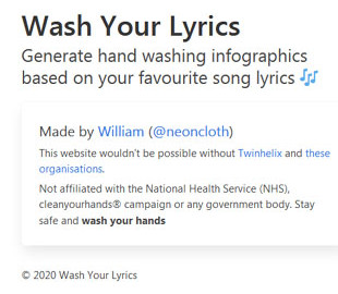 Британський підліток запустив сайт, що генерує плакати «Як правильно мити руки» з текстами пісень