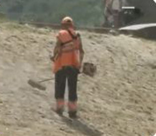 В Киеве вместо травы решили покосить песок на пляже: видео инцидента