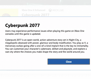 Microsoft начала предупреждать о проблемах Cyberpunk 2077