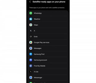 Samsung починає показувати список застосунків, що підтримують супутниковий зв’язок