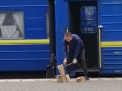 Проводник нарубил дрова прямо на перроне: в Сети обсуждают забавный ролик