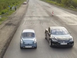 Самодельный электрический «Запорожец» обогнал в заезде Tesla