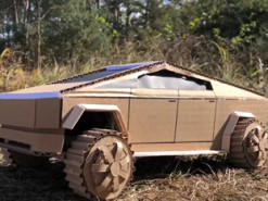 Tesla Cybertruck из картона испытали бездорожьем