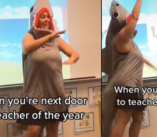 Учительница провела онлайн-урок для учеников в костюме акулы: смешное видео