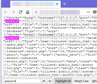 Сайты под управлением Anchor CMS выдают пароли к базам данных