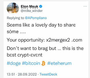 Хакери під виглядом Ілона Маска поширювали шахрайську криптовалютну схему у Twitter