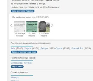 В Україні створили інтерактивну карту для пошуку свого родоводу