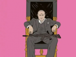 У кріслі з автоматом на колінах: британський журнал опублікував сатиричне зображення Путіна