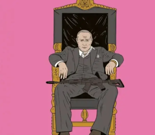 У кріслі з автоматом на колінах: британський журнал опублікував сатиричне зображення Путіна