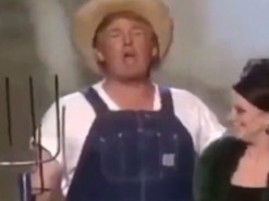 Поющий фермер Трамп с вилами в руках повеселил пользователей Сети