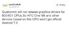 Qualcomm не поддержит Android 7.0 для Snapdragon 800/801