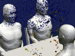 Японские ученые показали, как распространяется COVID-19 при разговоре за столом