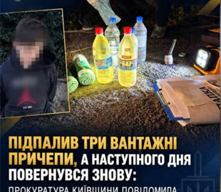 У Борисполі 17-річного юнака підозрюють у підпалі трьох причепів