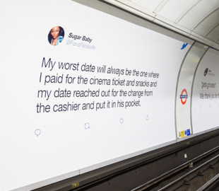Twitter разместил в лондонском метро посты о неудачных свиданиях