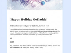 GoDaddy обманул своих сотрудников, которым пообещал $650 на отпуск