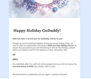 GoDaddy обманул своих сотрудников, которым пообещал $650 на отпуск