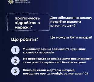 Жінка погодилася на підробіток в інтернеті та втратила майже 360 тисяч гривень
