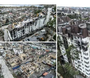 В сети показали, как выглядит разрушенный врагом Ирпень с высоты птичьего полета. Фото