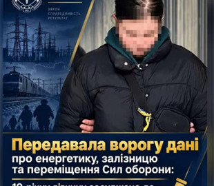 19-річну дівчину засудили до 15 років за передачу даних про енергетику та ЗСУ