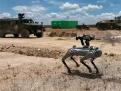 Китай продемонстрував бойових роботів-собак з кулеметами