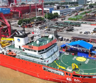 Науково-дослідний криголам китайського виробництва зійшов з корабельні в Гуанчжоу