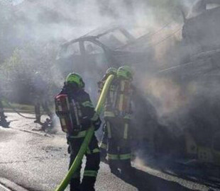 В Австрії загорілася вантажівка з електромобілями