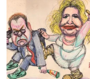 Российский художник нарисовал самоубийство Медведева: бывшему премьеру помогла жена. Фото