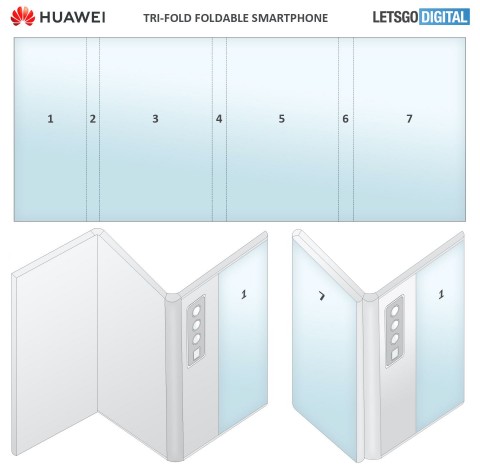 Huawei представила патент гибкого смартфона с семью экранами